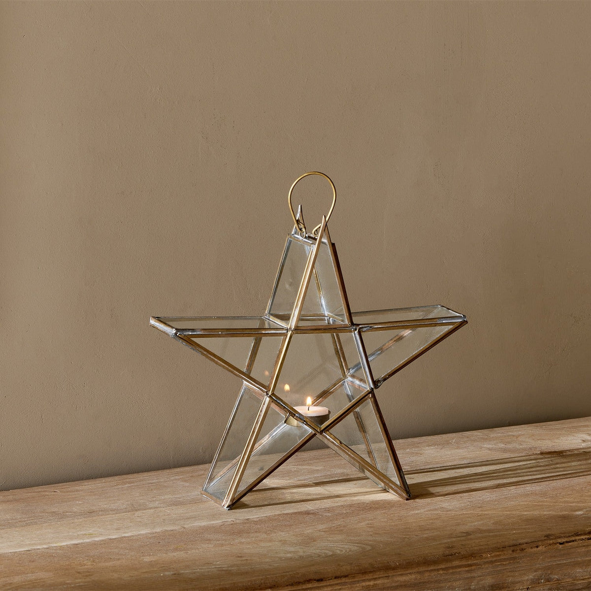 Sanwi Small Star Christmas Candle Holder - Antique Brass