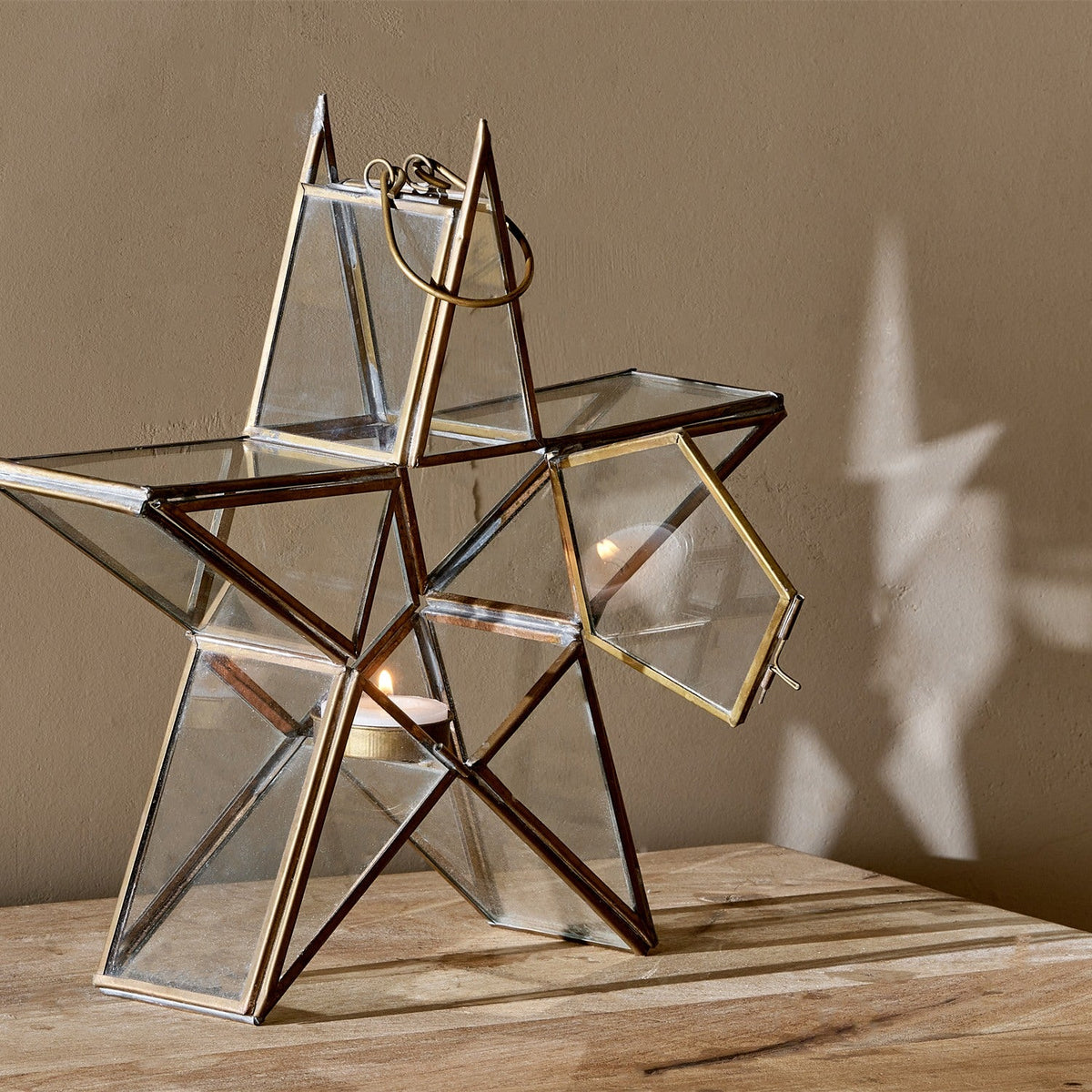 Sanwi Small Star Christmas Candle Holder - Antique Brass