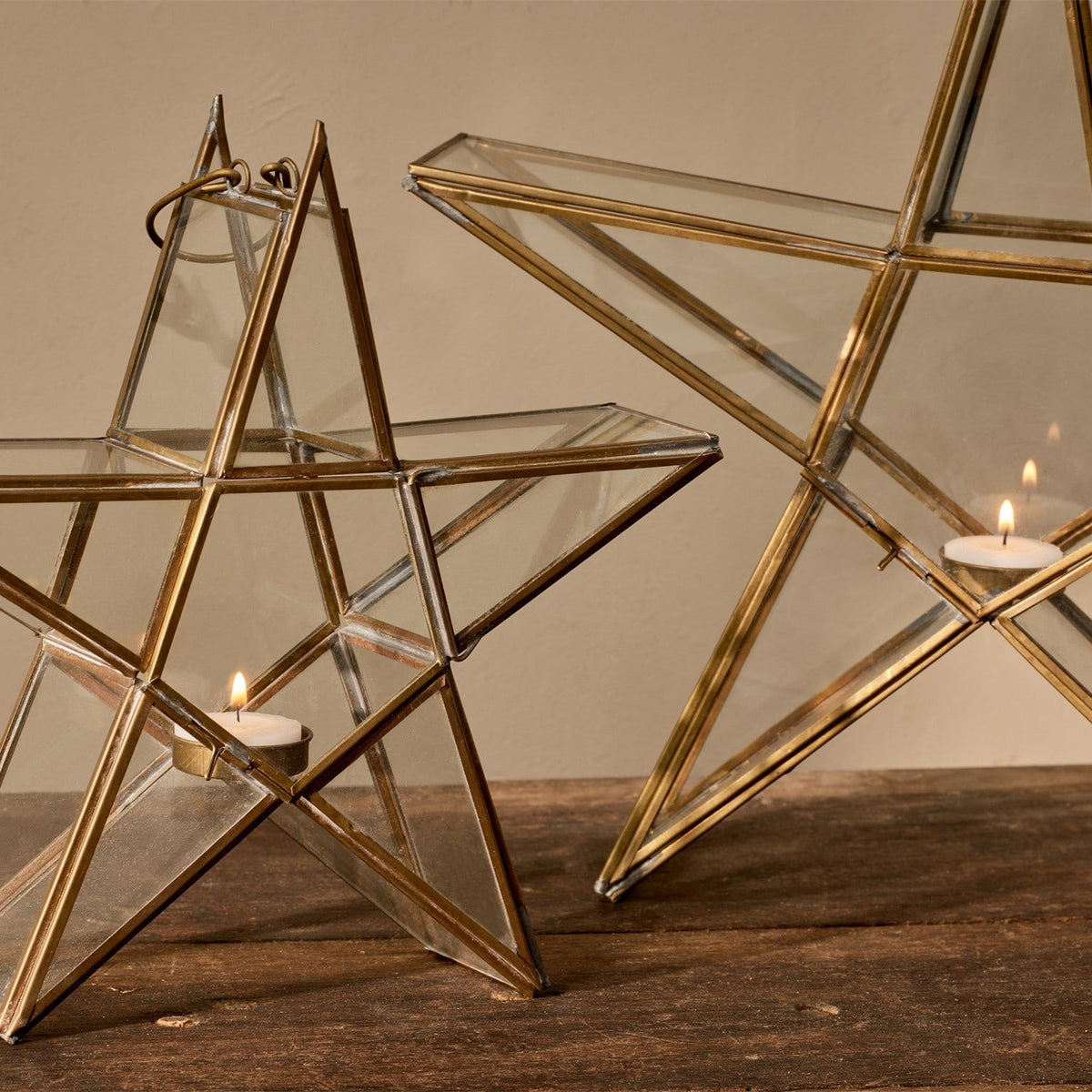 Sanwi Small Star Christmas Candle Holder - Antique Brass