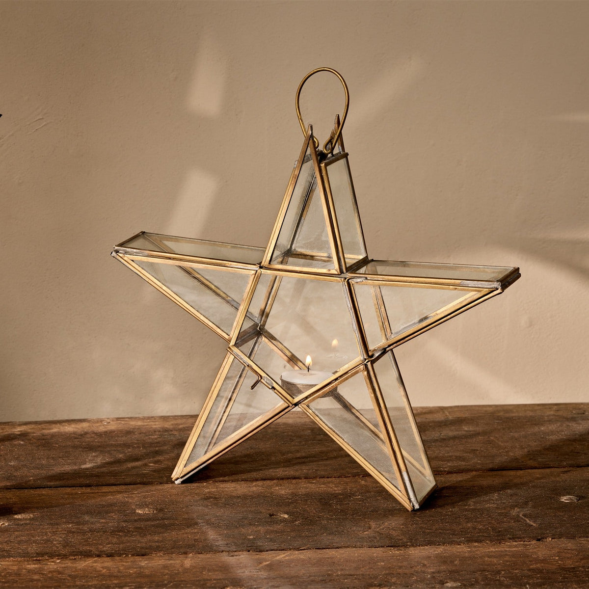 Sanwi Medium Star Christmas Candle Holder - Antique Brass