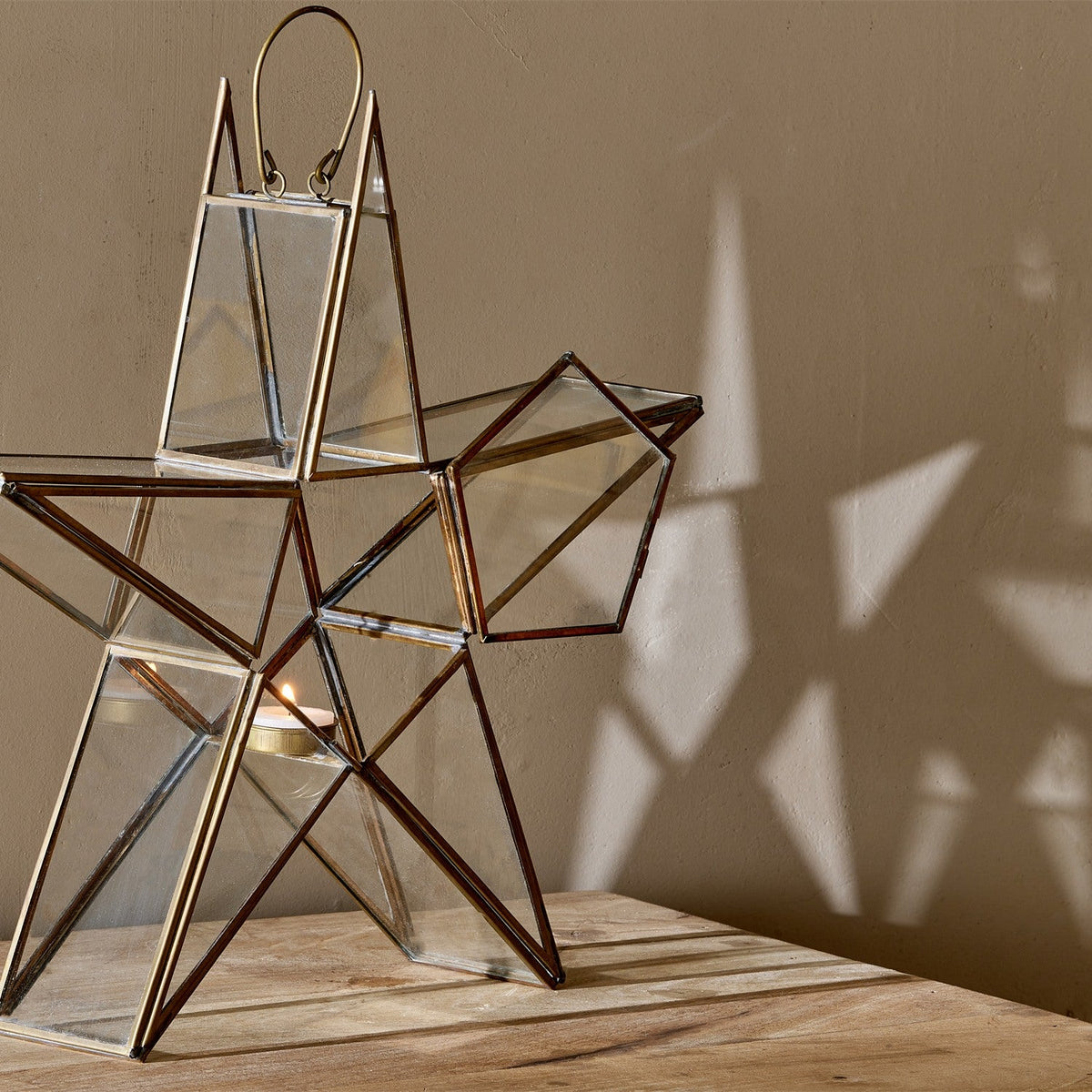 Sanwi Medium Star Christmas Candle Holder - Antique Brass