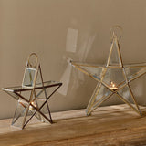 Sanwi Medium Star Christmas Candle Holder - Antique Brass