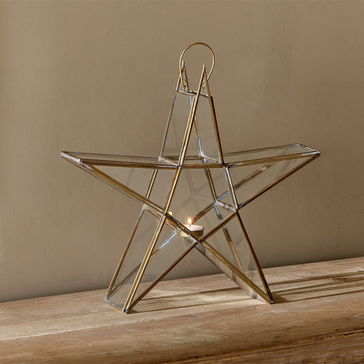 Sanwi Medium Star Christmas Candle Holder - Antique Brass