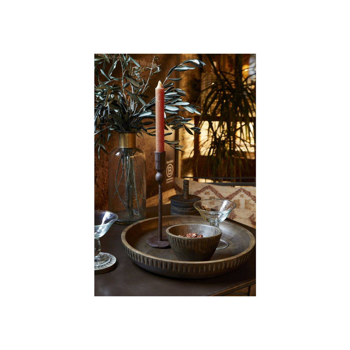 Sanwi Medium Star Christmas Candle Holder - Antique Brass