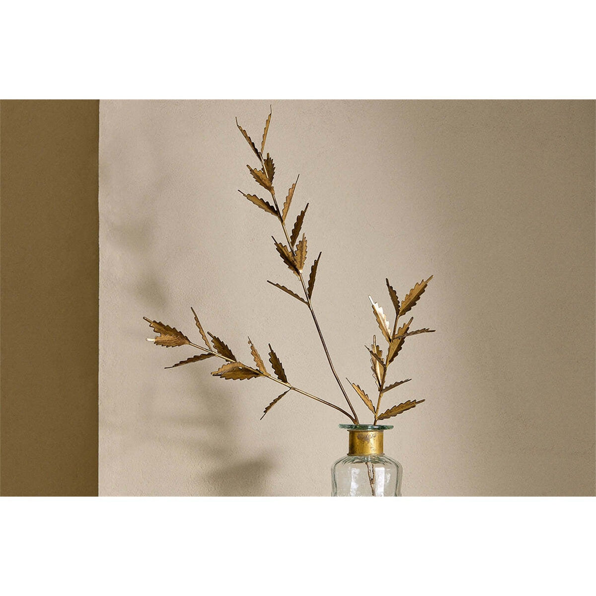San Leaf Faux Flower Stem - Antique Brass