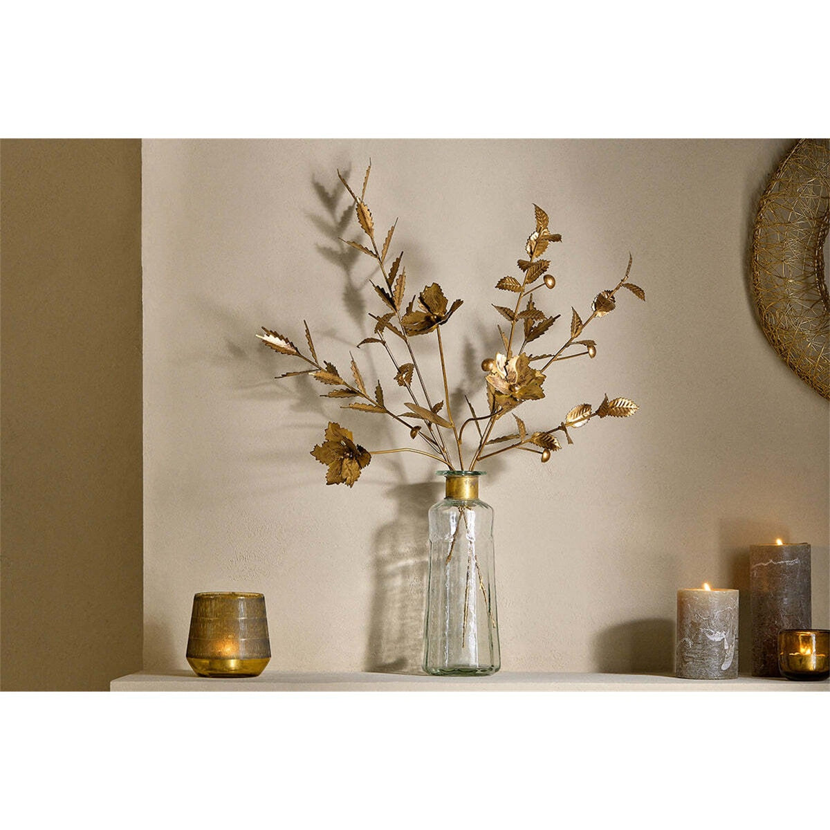San Leaf Faux Flower Stem - Antique Brass