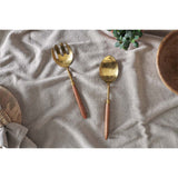 Soni Salad Servers - Gold & Acacia - Set of 2