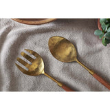 Soni Salad Servers - Gold & Acacia - Set of 2