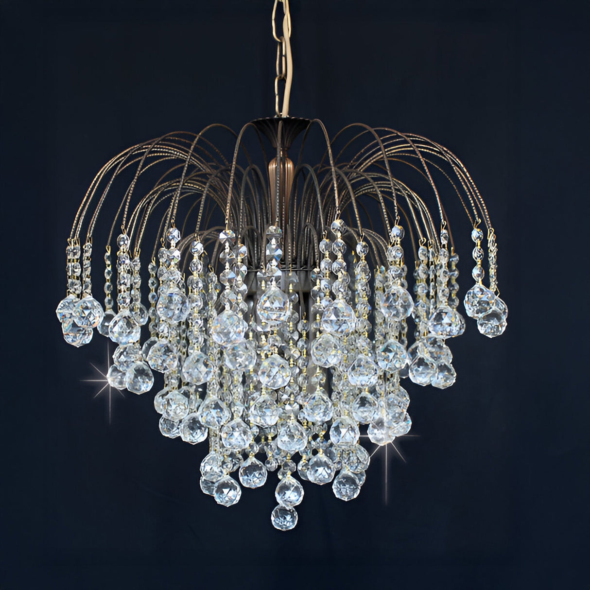 Streamlight 6 Light Strass Crystal Chandelier - Antique Brass