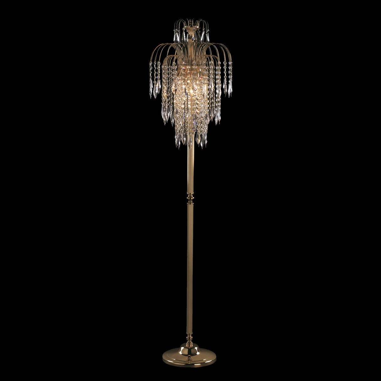 Streamlight 3 Light Large Strass Crystal Floor Lamp - Gold