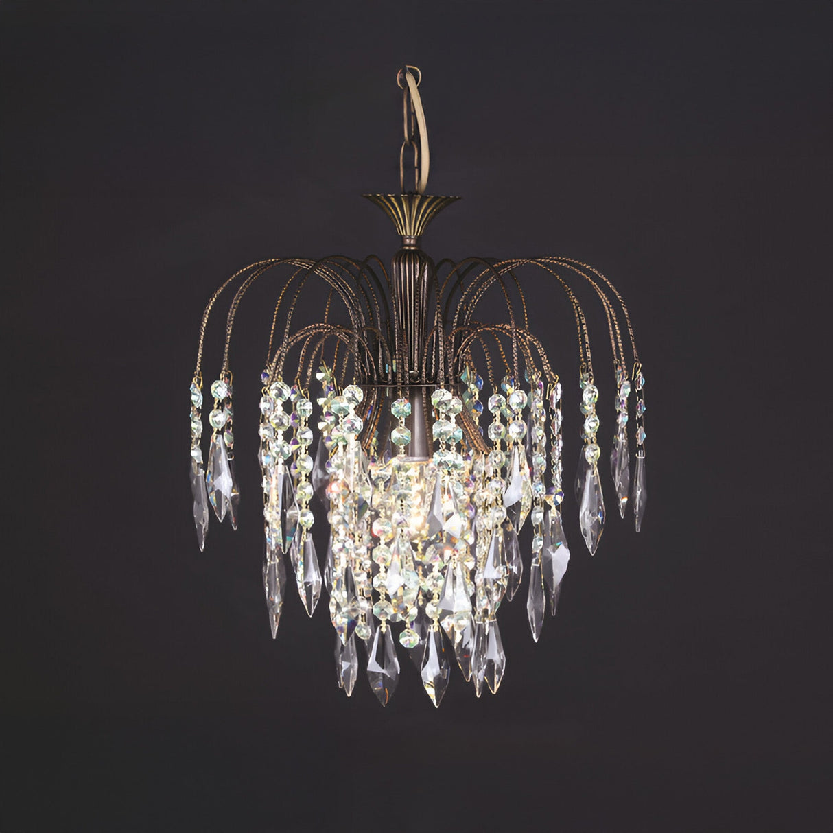 Streamlight 1 Light Strass Crystal Chandelier - Antique Brass
