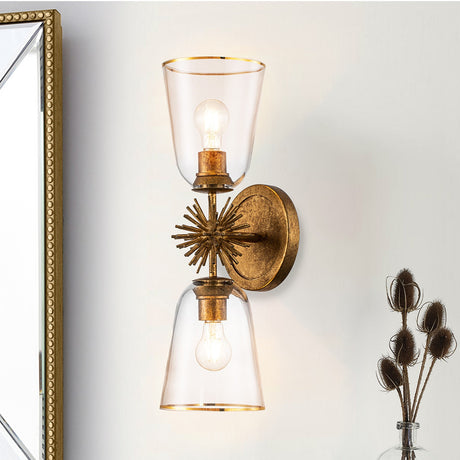 Staring 2 Light Wall Light - Distressed Gold