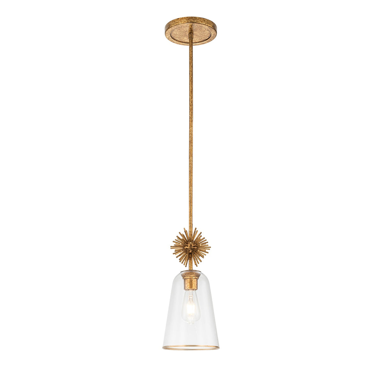 Staring 1 Light Pendant Light - Distressed Gold