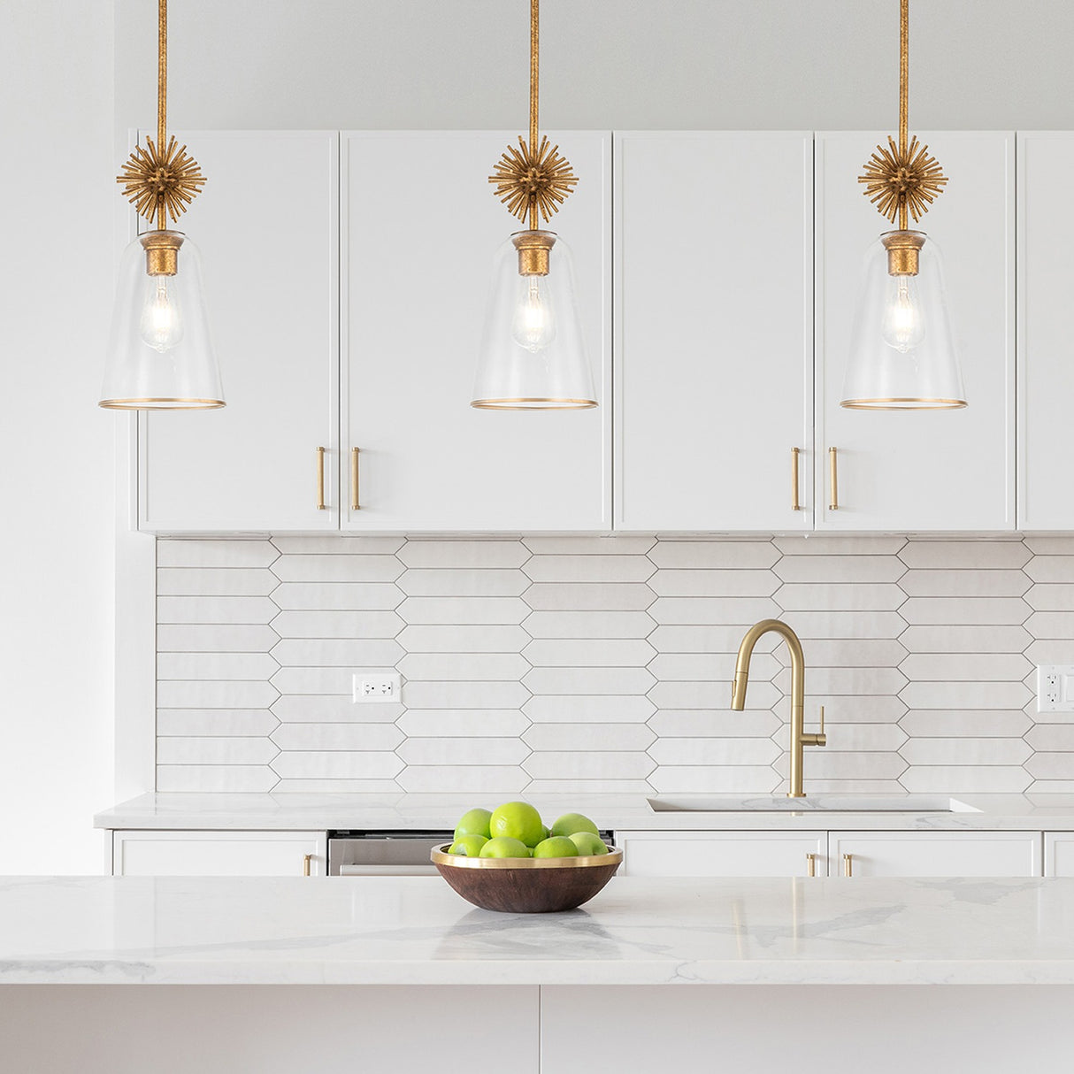Staring 1 Light Pendant Light - Distressed Gold