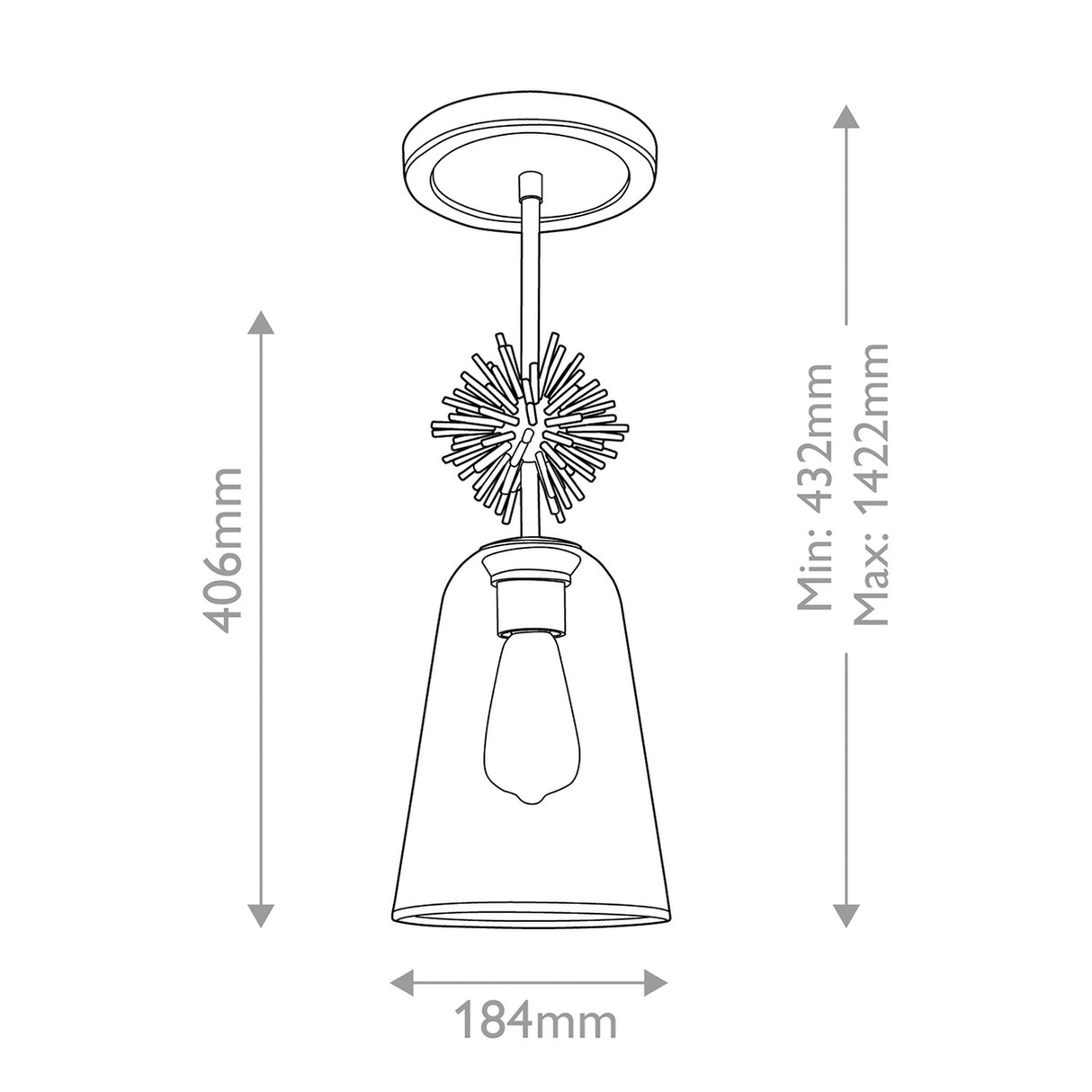 Staring 1 Light Pendant Light - Distressed Gold