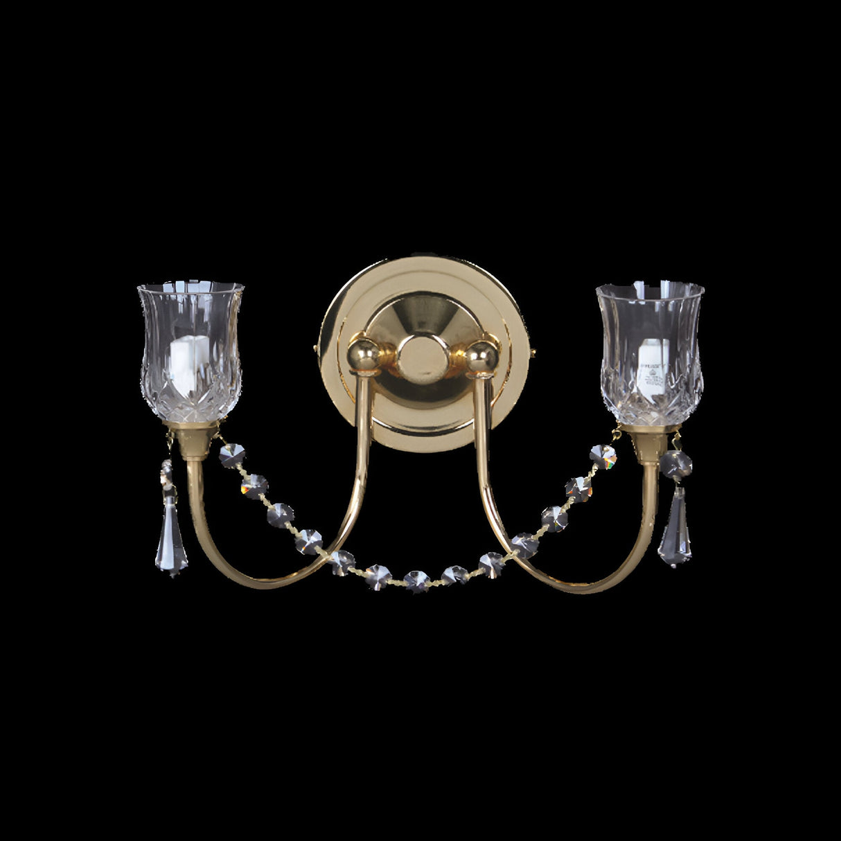 Petala 2 Light Strass Lead Crystal Wall Light - Gold