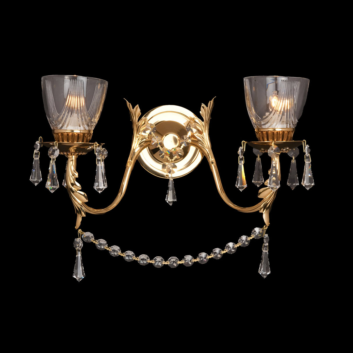 Livenza 2 Light Lead Strass Crystal Wall Light - Gold