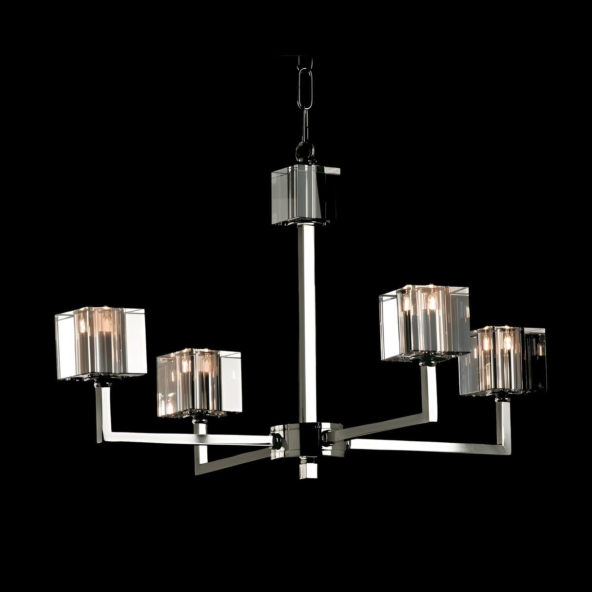 Forma 4 Light Optical Glass Chandelier - Nickel