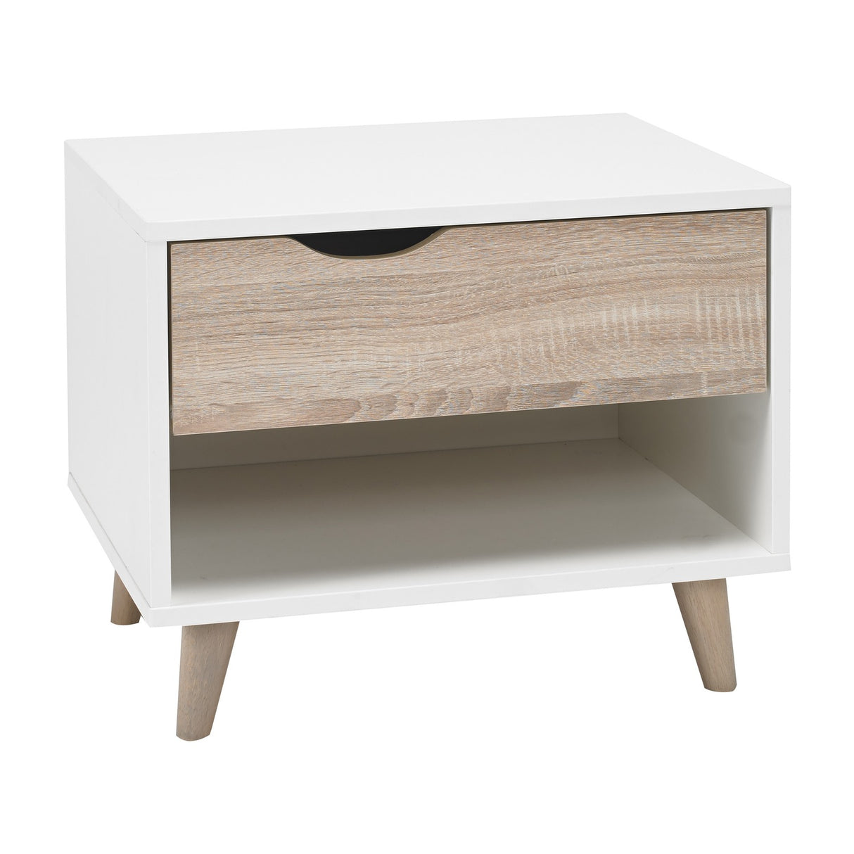 Stockholm 1 Drawer Bedside Table - White
