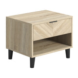 Stockholm 1 Drawer Bedside Table - Sonoma Oak with Black
