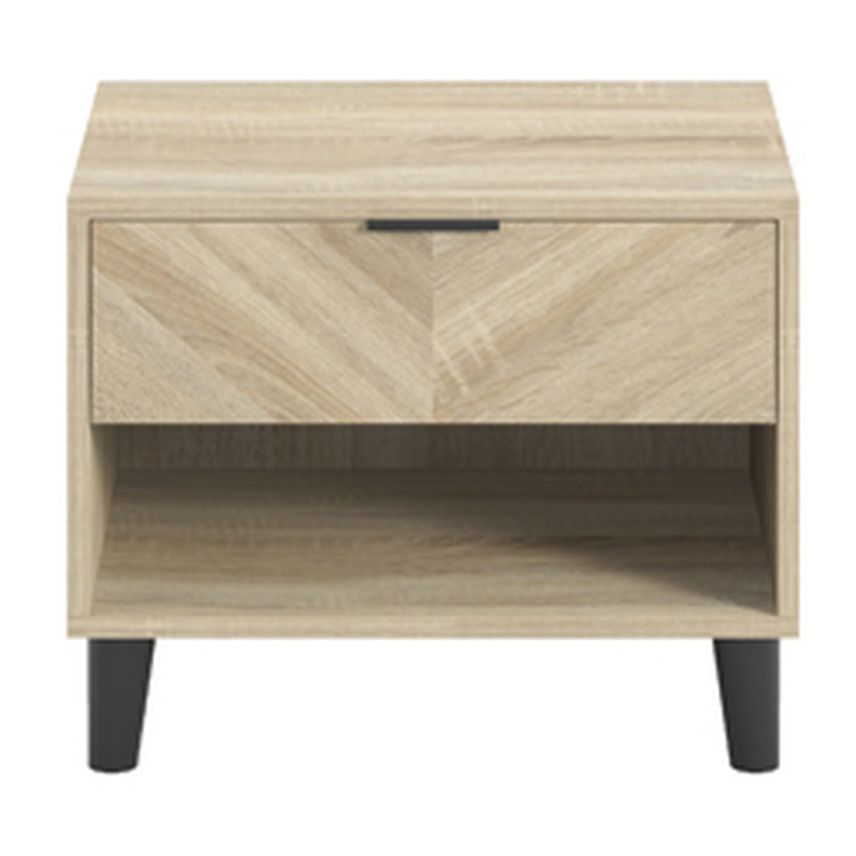 Stockholm 1 Drawer Bedside Table - Sonoma Oak with Black