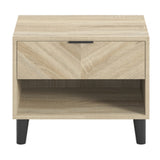 Stockholm 1 Drawer Bedside Table - Sonoma Oak with Black