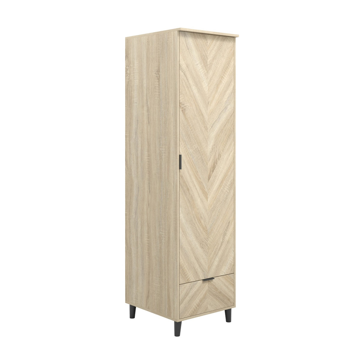 Stockholm 1 Door Wardrobe - Sonoma Oak with Black
