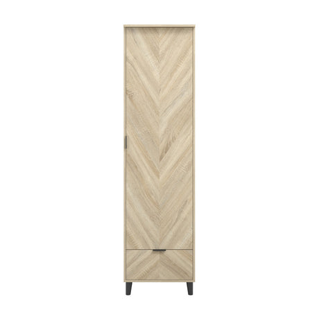 Stockholm 1 Door Wardrobe - Sonoma Oak with Black