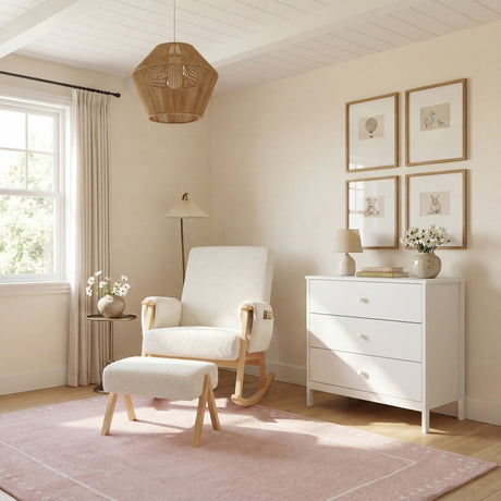 Storyteller Rocking Nursing Chair & Footstool Set - Off White