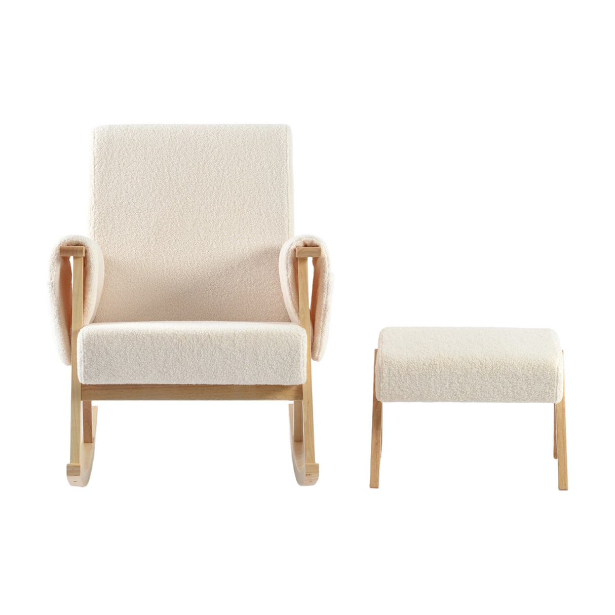 Storyteller Rocking Nursing Chair & Footstool Set - Off White