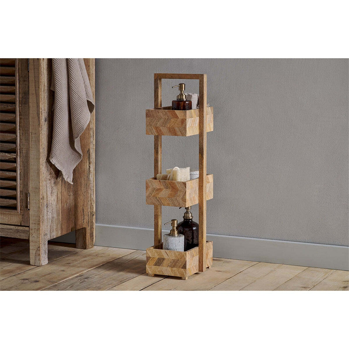 Sukha Marquetry Mango Wood Bathroom Caddy - Natural