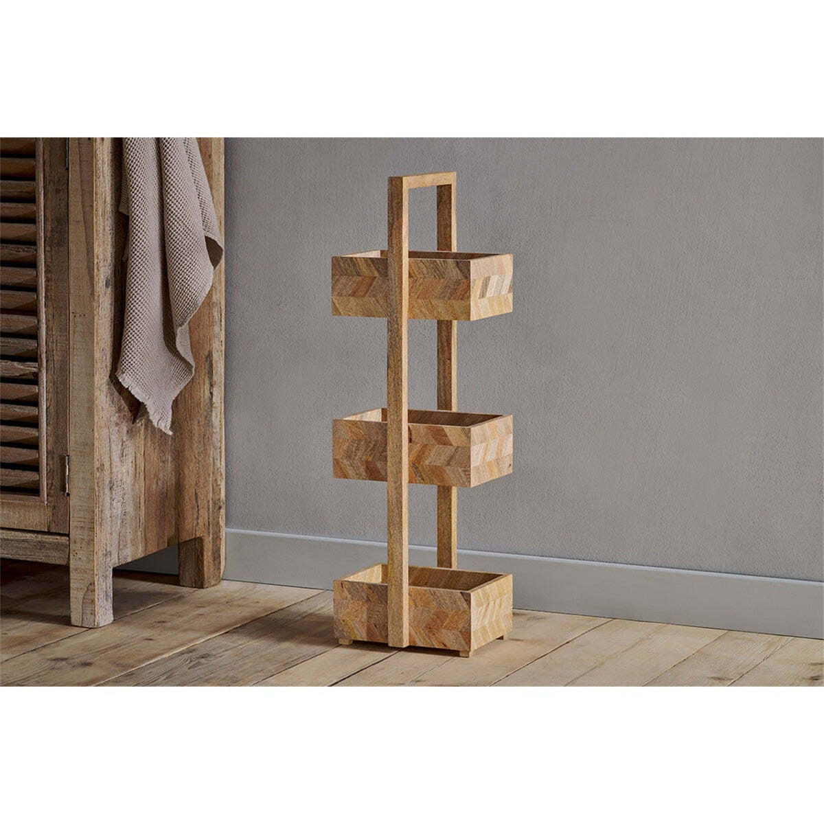 Sukha Marquetry Mango Wood Bathroom Caddy - Natural