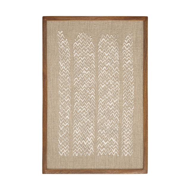 Samaya Hand Stitched Linen Wall Art - Natural