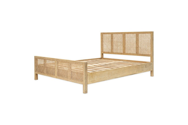 Saharsa Double Cane & Mango Wood Bed Frame - Natural