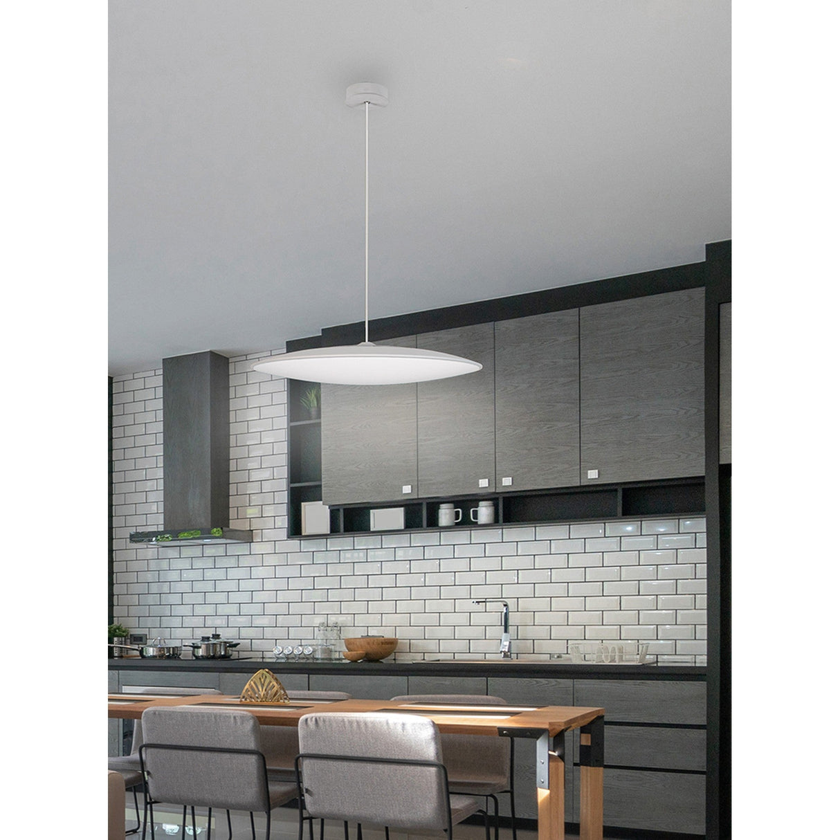 Slim 46cm Round LED Pendant Light 50W 4000K - White