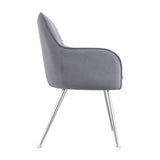 Tara Dining Chair (2 Per Pack) - Grey with Silver