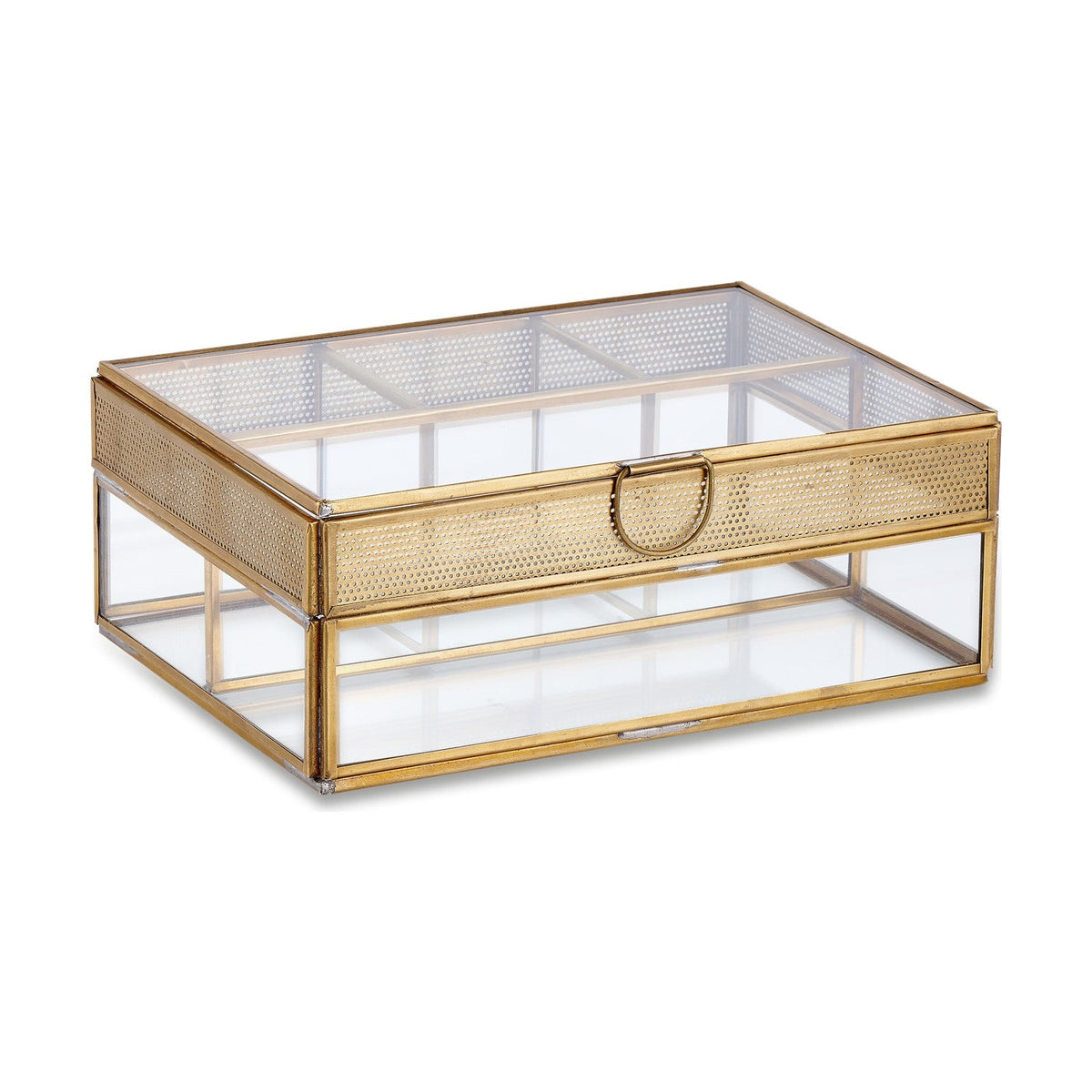 Tama Glass Jewellery Box - Antique Brass