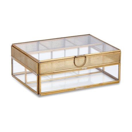 Tama Glass Jewellery Box - Antique Brass