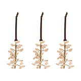 Tanu Mango Wood Baubles - Brass & Natural - Set of 3
