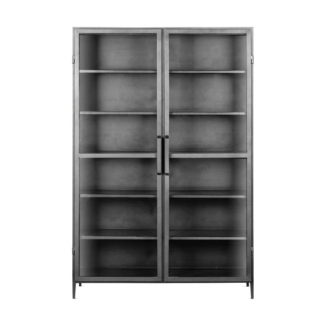 Takua Wide Iron Display Cabinet - Dark Grey