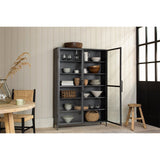 Takua Wide Iron Display Cabinet - Dark Grey