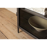 Takua Wide Iron Display Cabinet - Dark Grey