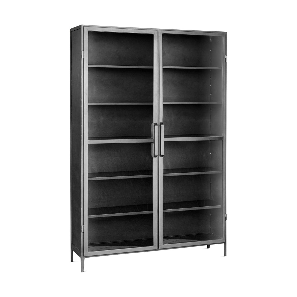 Takua Wide Iron Display Cabinet - Dark Grey
