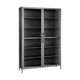 Takua Wide Iron Display Cabinet - Dark Grey