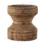 Thoko Reclaimed Wood Round Candlestick - Dark Stain
