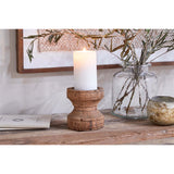 Thoko Reclaimed Wood Round Candlestick - Dark Stain