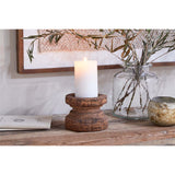 Thoko Reclaimed Wood Round Candlestick - Dark Stain
