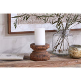 Thoko Reclaimed Wood Round Candlestick - Dark Stain