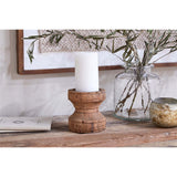 Thoko Reclaimed Wood Round Candlestick - Dark Stain