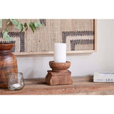 Thoko Square Reclaimed Wood Candlestick - Dark Stain